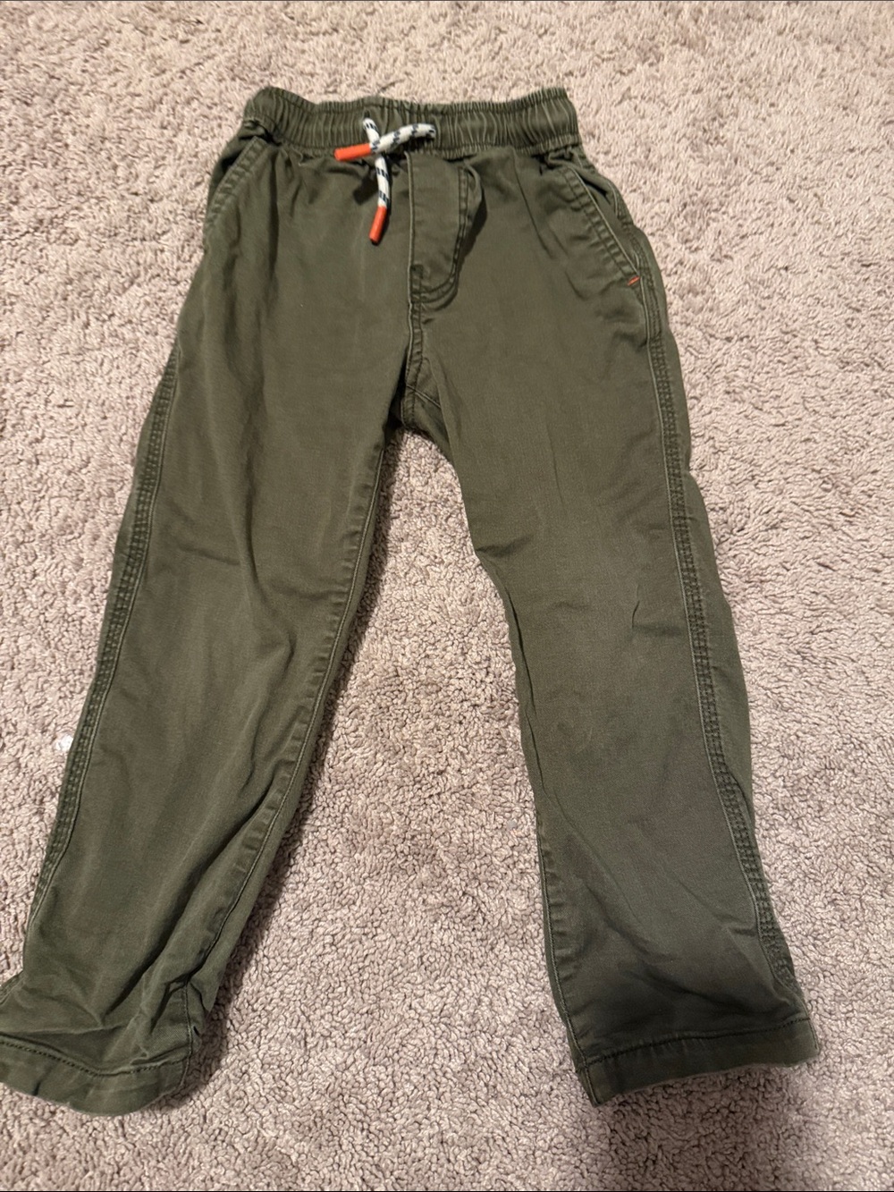 Mini Boden Olive Green Drawstring Casual Pants for Kids